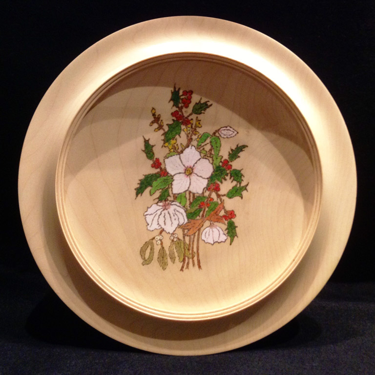 'Christmas bouguet' wall platter - hand painted - Sycamore